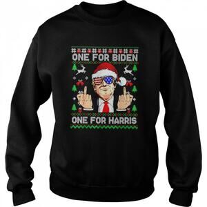 Santa Trump One For Anti Biden Ugly Christmas Sweatshirt